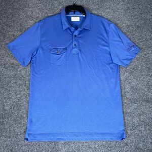 Linksoul‎ Golf Polo Shirt Mens Large Blue Short Sleeve Luxury Soft Cotton Casual